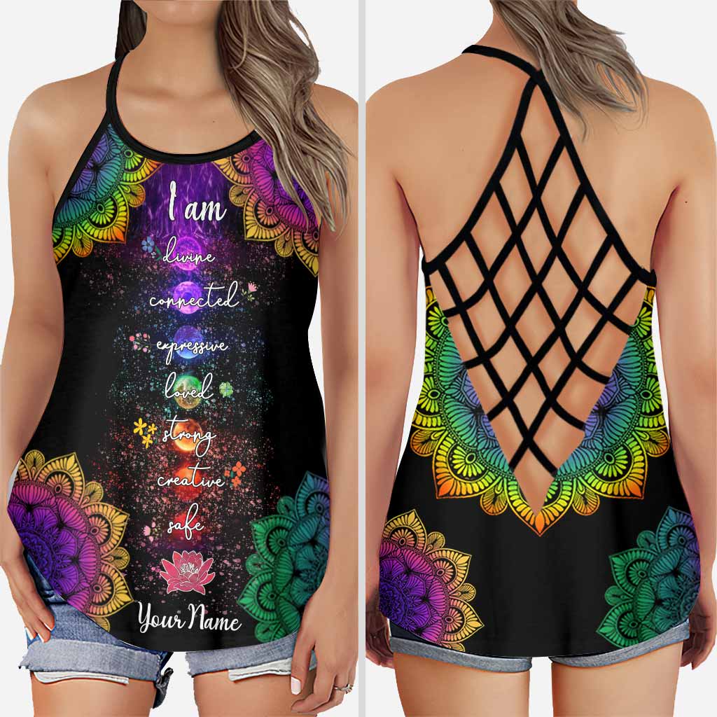 Ich bin - Personalisiertes Yoga-Kreuz-Tanktop