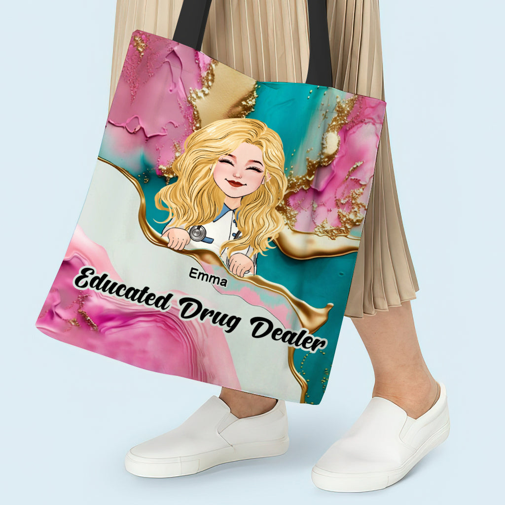 Krankenschwester-Tragetasche in Pink, Leopardenmuster, Türkis und Blau – Personalisierte Tragetasche