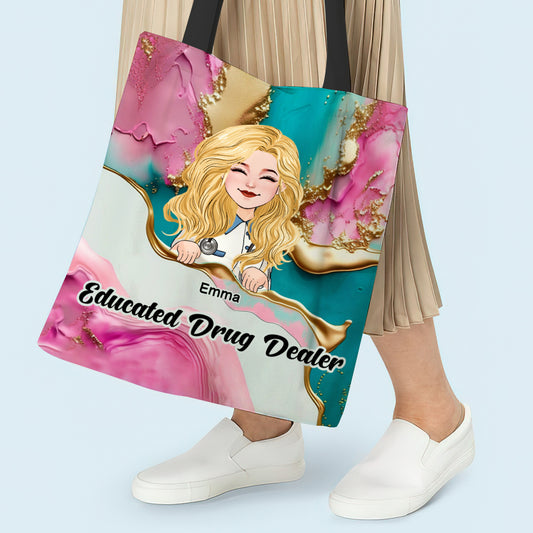 Krankenschwester-Tragetasche in Pink, Leopardenmuster, Türkis und Blau – Personalisierte Tragetasche