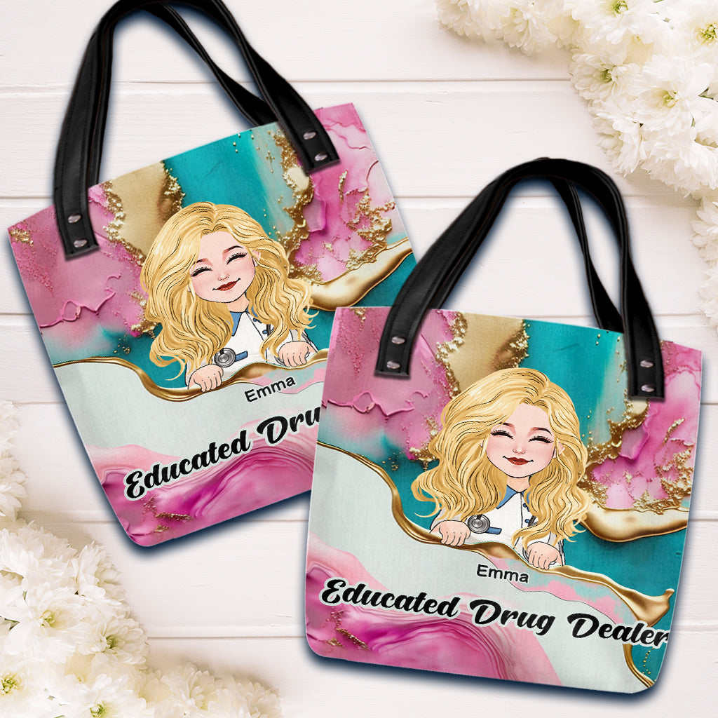 Krankenschwester-Tragetasche in Pink, Leopardenmuster, Türkis und Blau – Personalisierte Tragetasche