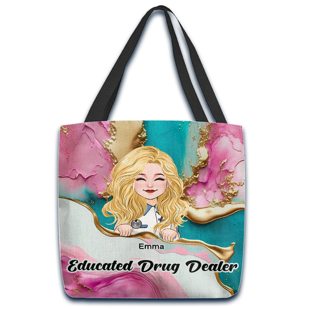 Krankenschwester-Tragetasche in Pink, Leopardenmuster, Türkis und Blau – Personalisierte Tragetasche