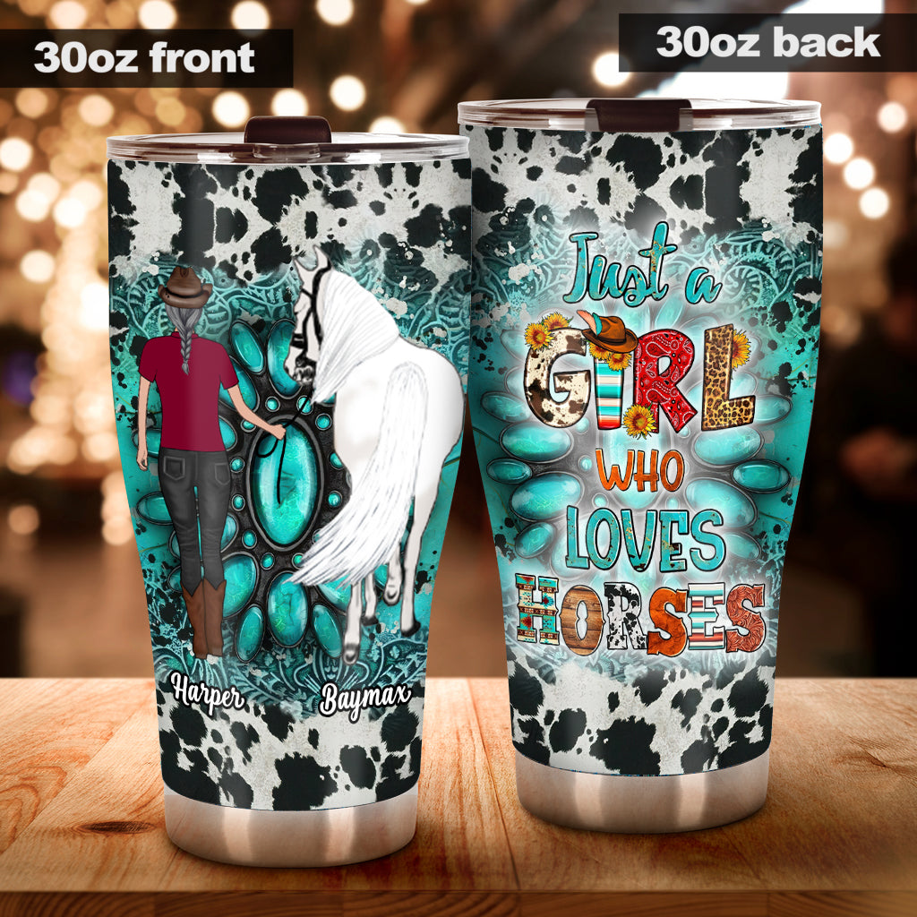 Country Girl Sonnenblumen-Türkisblau - Personalisierter Pferdebecher