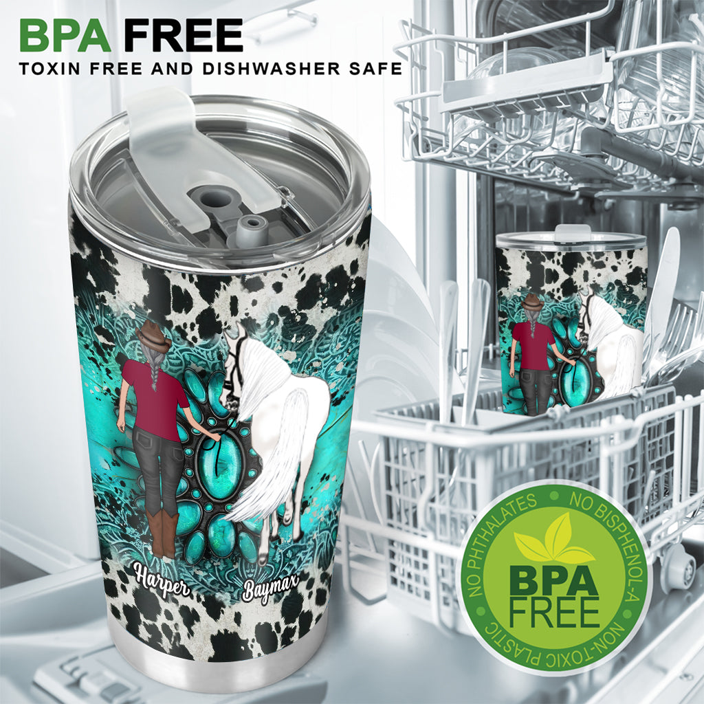 Country Girl Sonnenblumen-Türkisblau - Personalisierter Pferdebecher