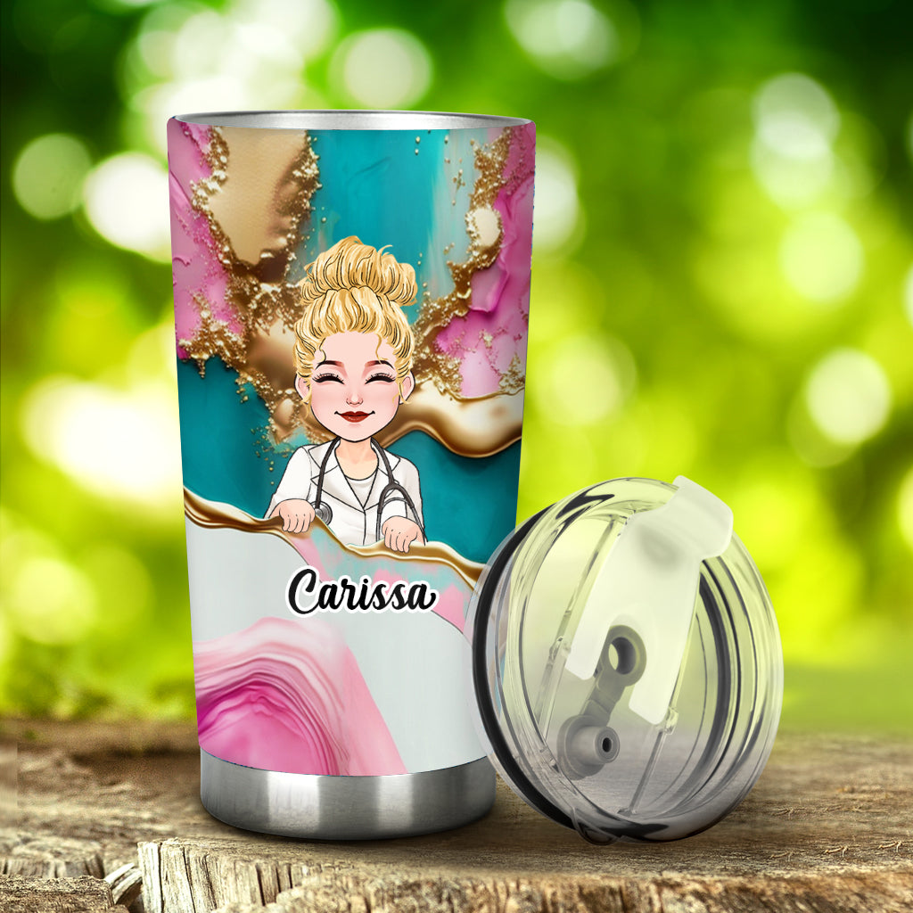 Krankenschwester-Leben Pink Leopard Türkis Blau - Personalisierter Krankenschwester-Trinkbecher