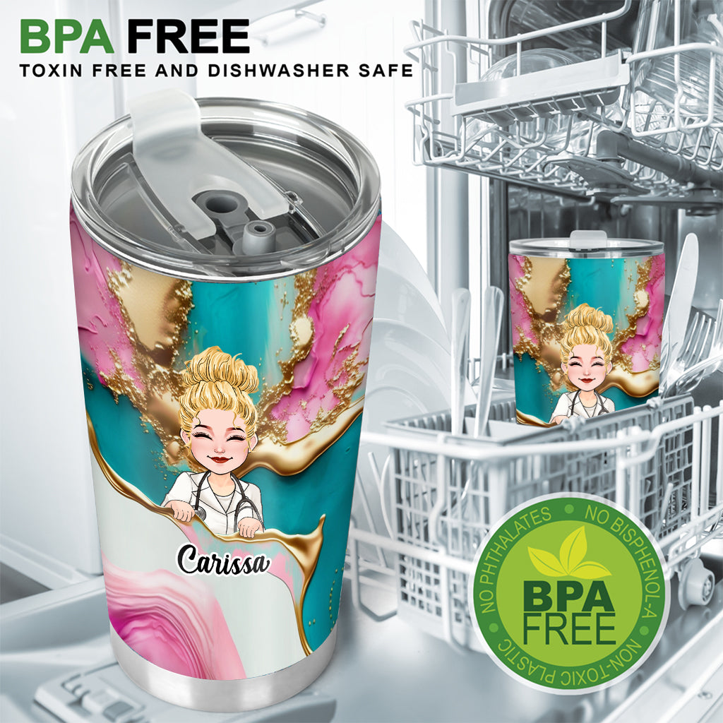 Krankenschwester-Leben Pink Leopard Türkis Blau - Personalisierter Krankenschwester-Trinkbecher