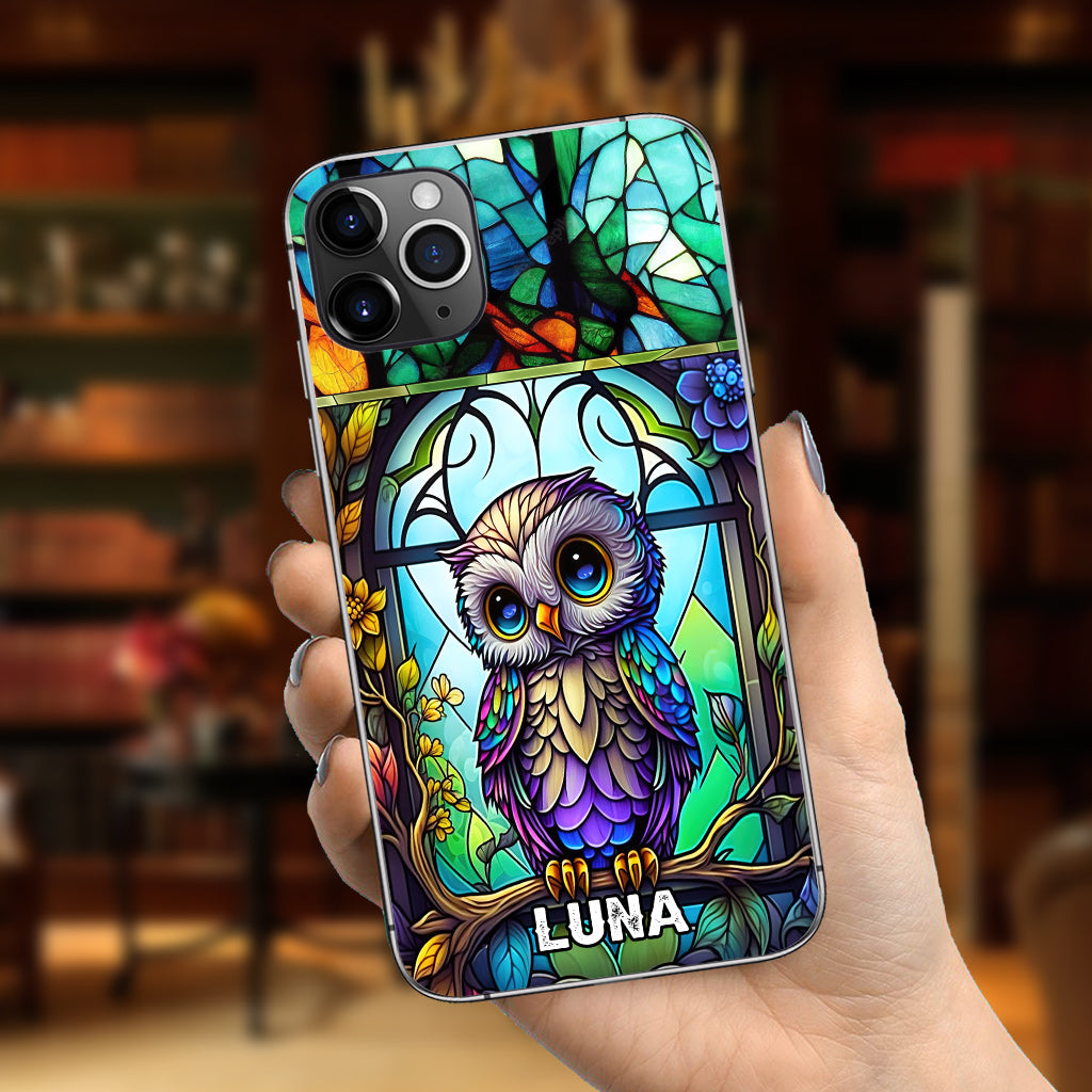 Cute Owl Stained Glass - Personalized Owl Phone case
