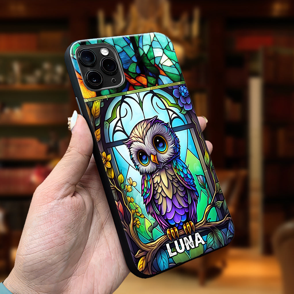 Cute Owl Stained Glass - Personalized Owl Phone case