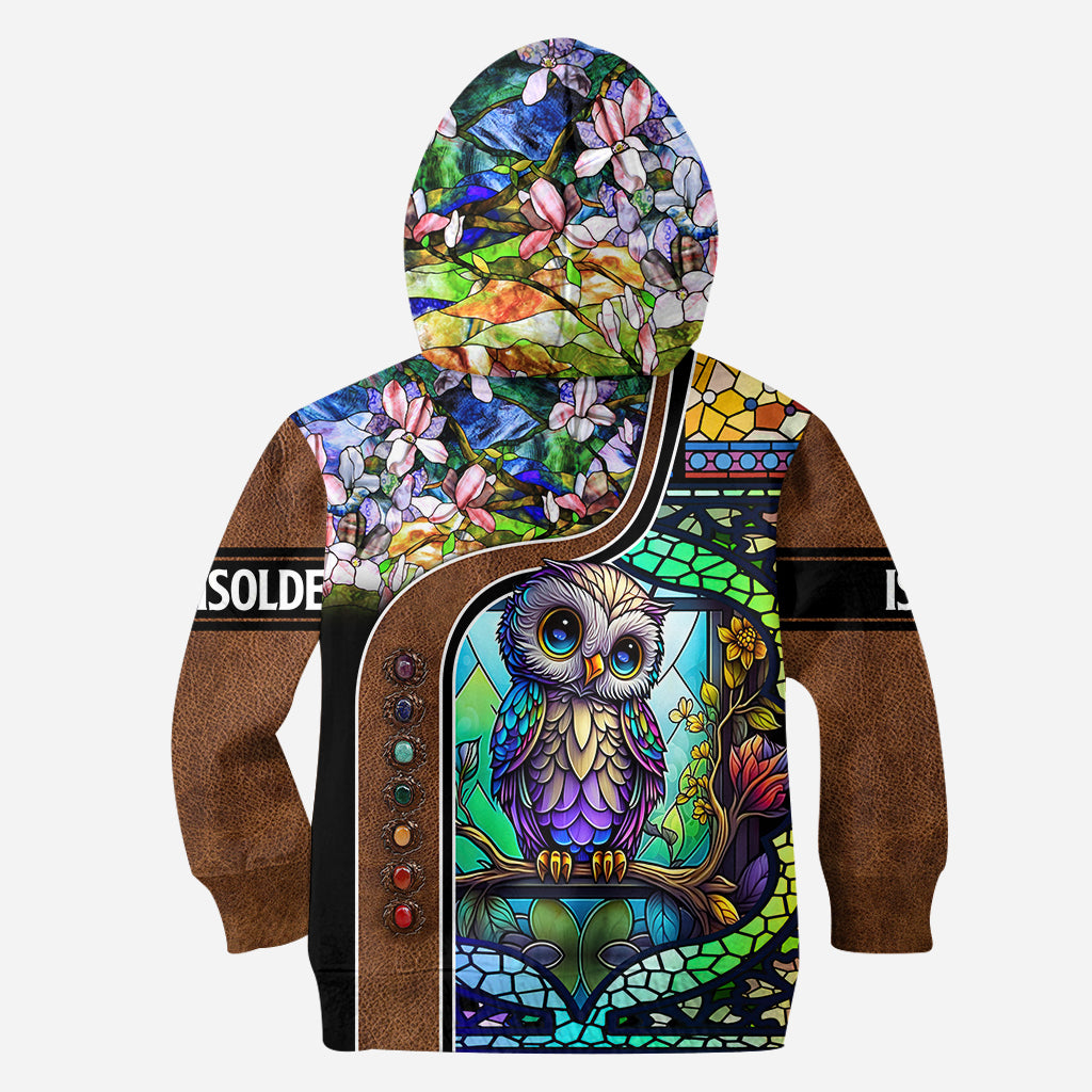 Niedliches Eulen-Buntglas-Shirt – personalisiertes Eulen-Shirt