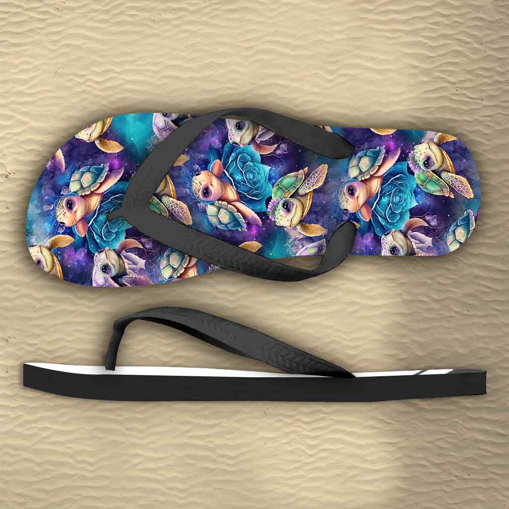 Niedliche Meeresschildkröten-Galaxie – personalisierte Schildkröten-Flip-Flops