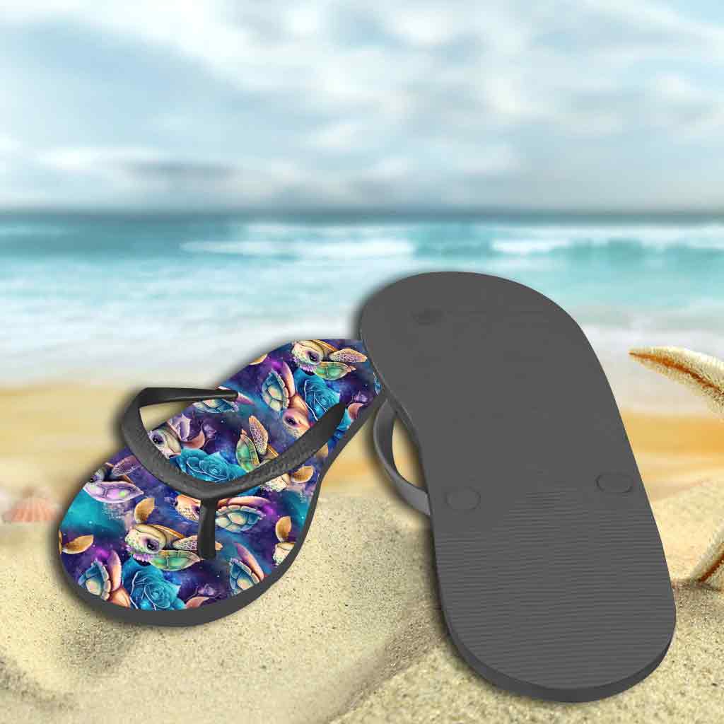 Niedliche Meeresschildkröten-Galaxie – personalisierte Schildkröten-Flip-Flops