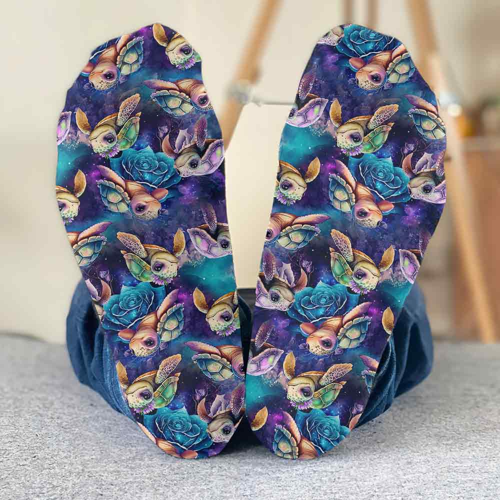 Cute Sea Turtle Galaxy - Personalized Turtle Socks