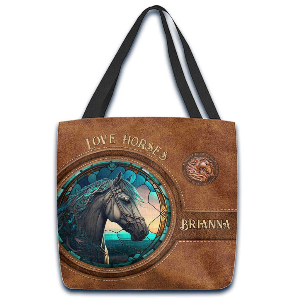 Country Girls Horse Stained Glass - Personalized Horse Tote Bag