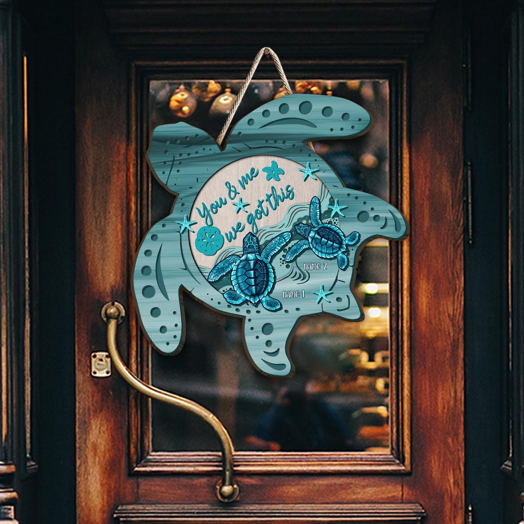 Du & Ich – Personalisiertes Schildkröten-Holzschild