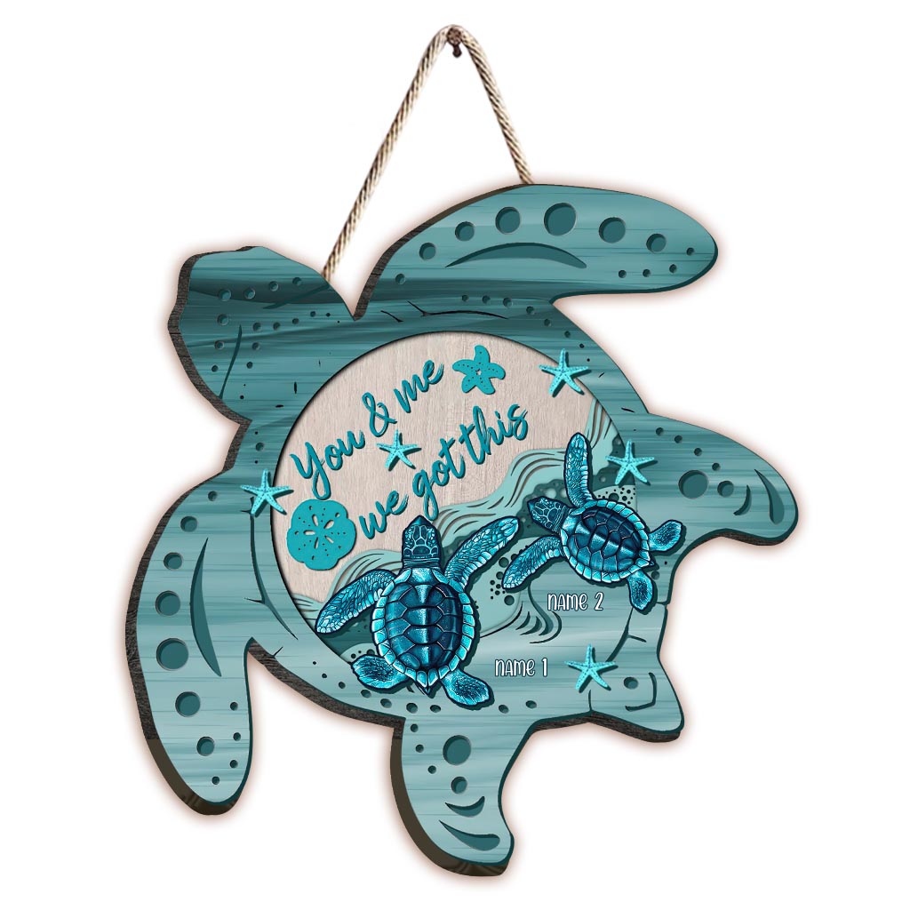 Du & Ich – Personalisiertes Schildkröten-Holzschild