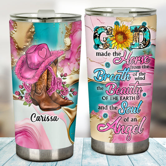 Country Girl Sonnenblumen-Türkisblau - Personalisierter Pferdebecher