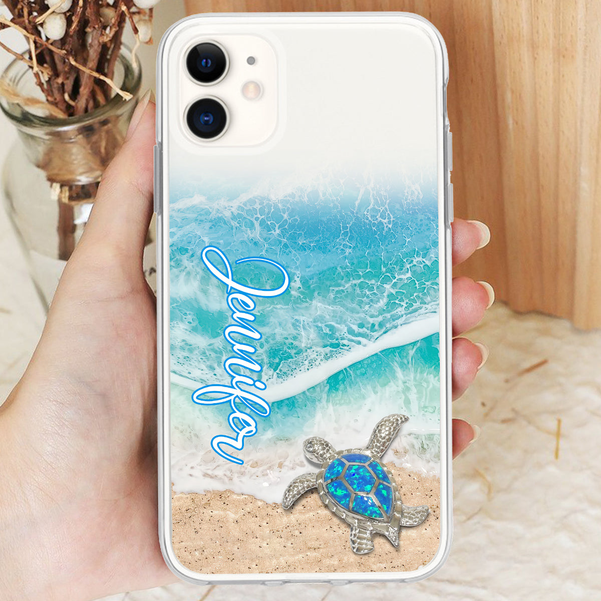 Liebe Schildkröten – Personalisierte transparente Handyhülle mit Schildkrötenmotiv