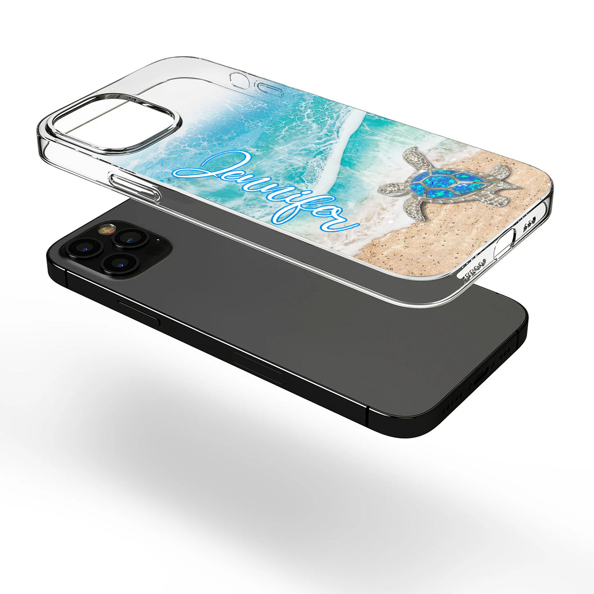 Liebe Schildkröten – Personalisierte transparente Handyhülle mit Schildkrötenmotiv