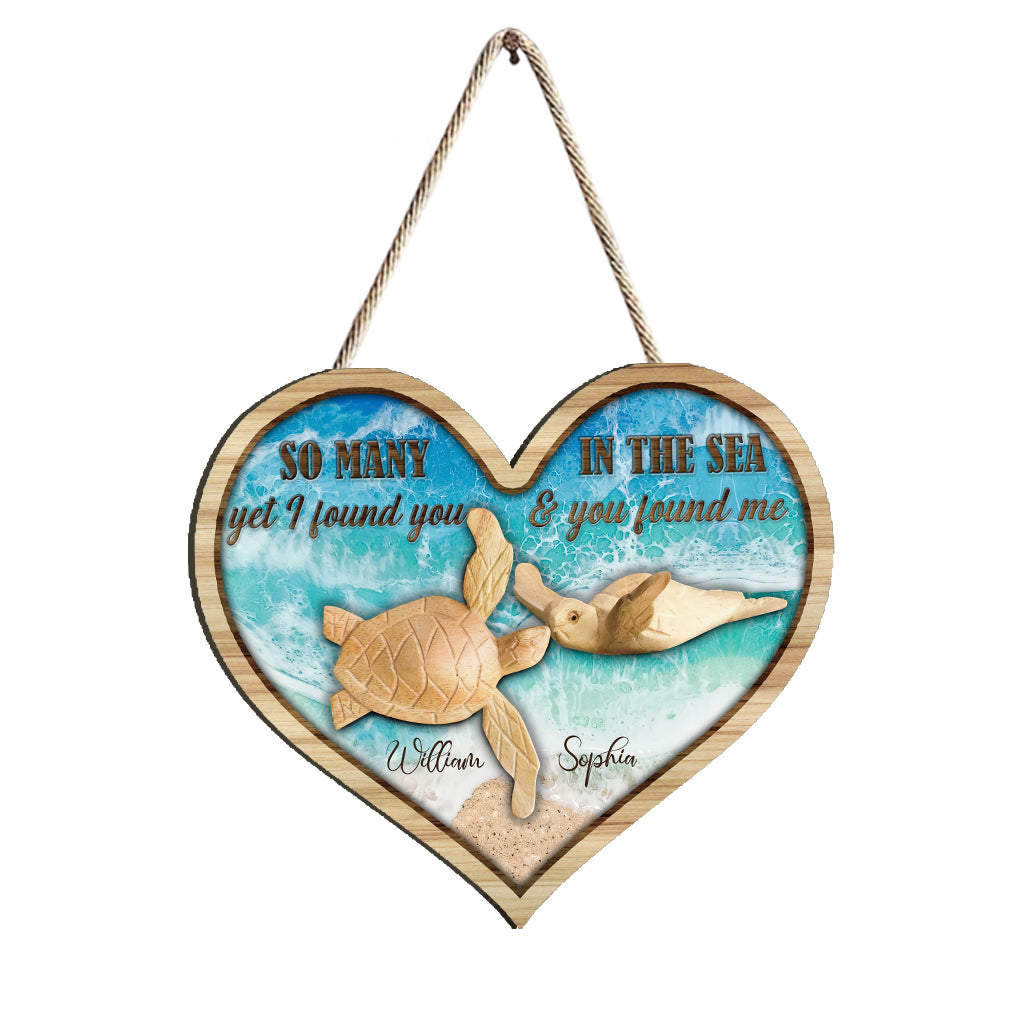 So viele im Meer - Personalisiertes Schildkröten-Holzschild