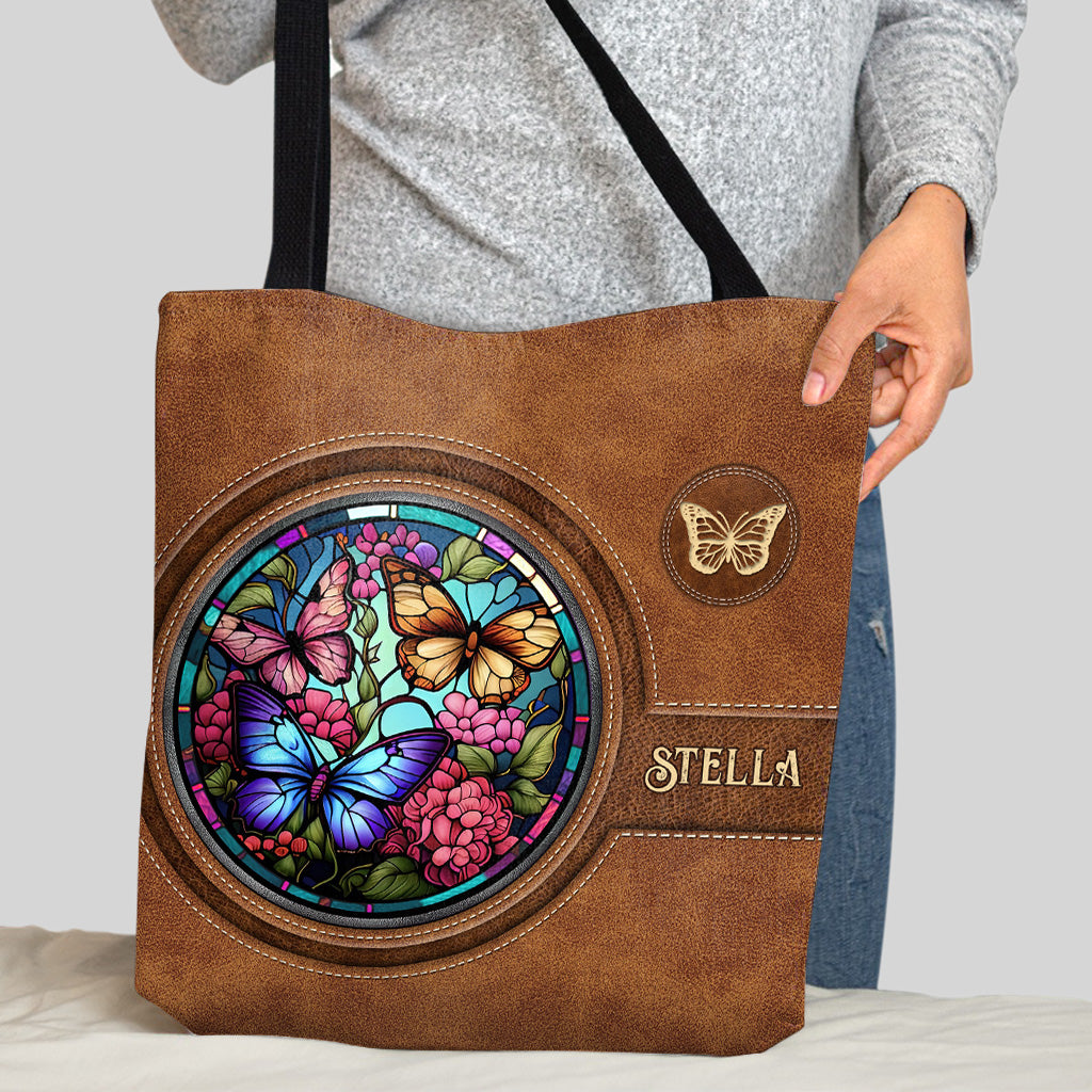 Schmetterling aus Buntglas – Personalisierte Schmetterlings-Tragetasche