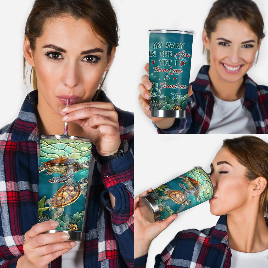 Schildkrötenpaar aus Buntglas – personalisierter Schildkrötenbecher