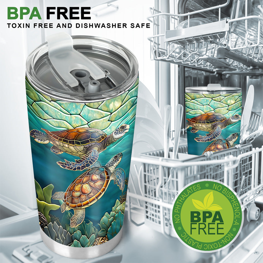 Schildkrötenpaar aus Buntglas – personalisierter Schildkrötenbecher