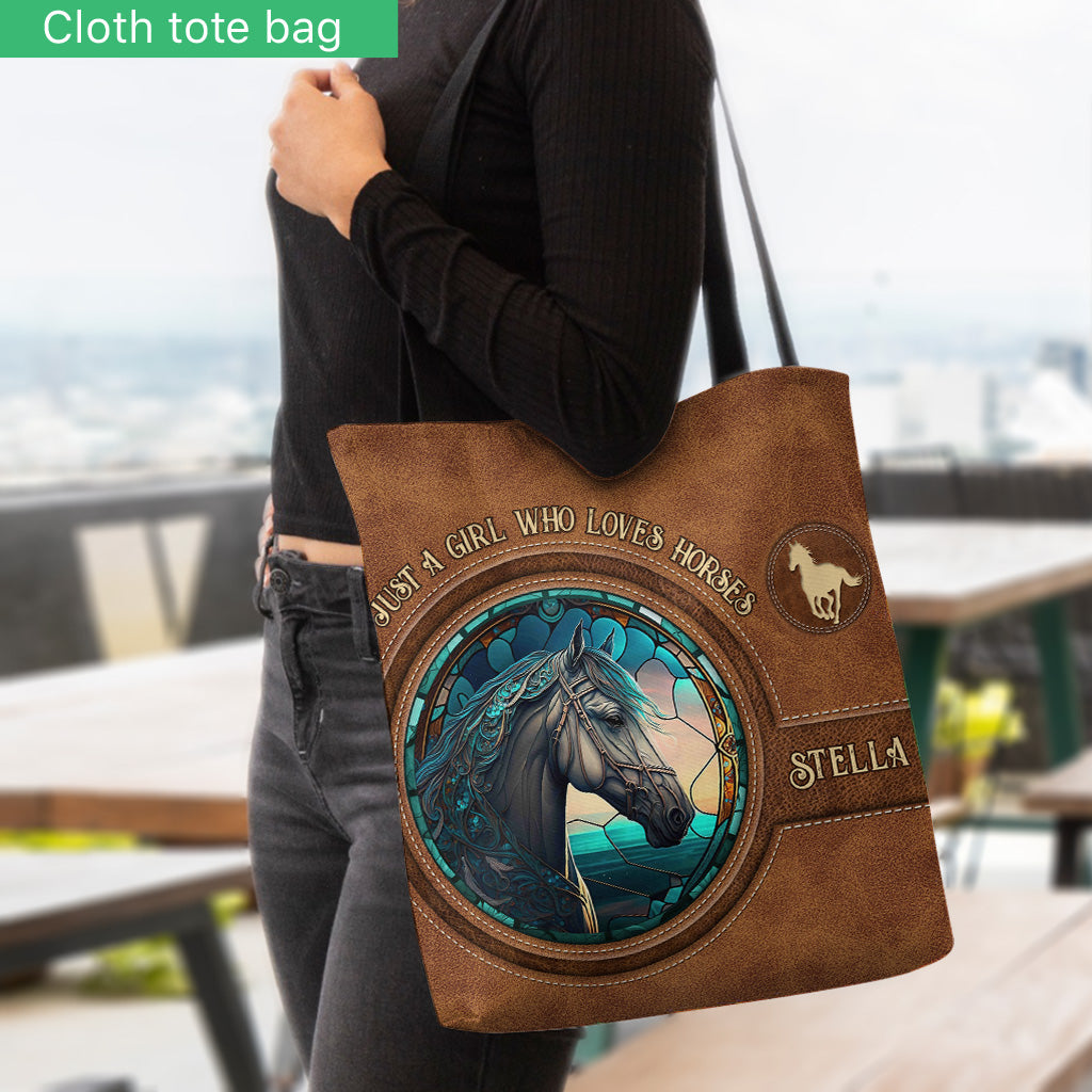 Stained Glass Horse - Personalized Horse Tote Bag