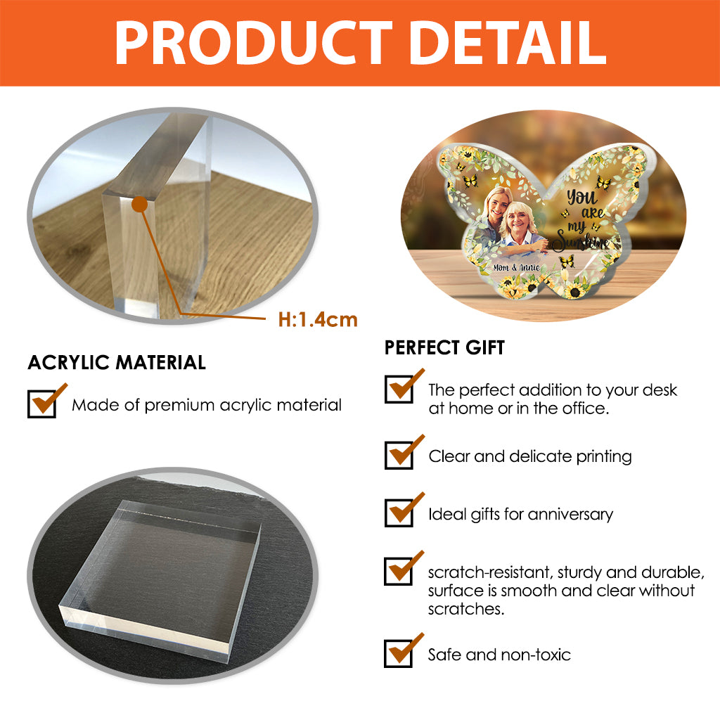 You Are My Sunshine - Personalized Mother Custom Shaped Acrylic Plaque