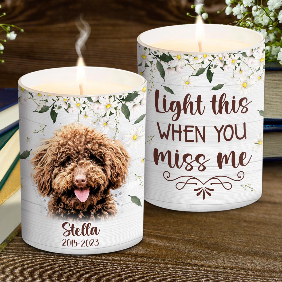Light This When You Miss Me - Dog gift for who lose dog, who lose cat - Personalized Candle With Wooden Lid