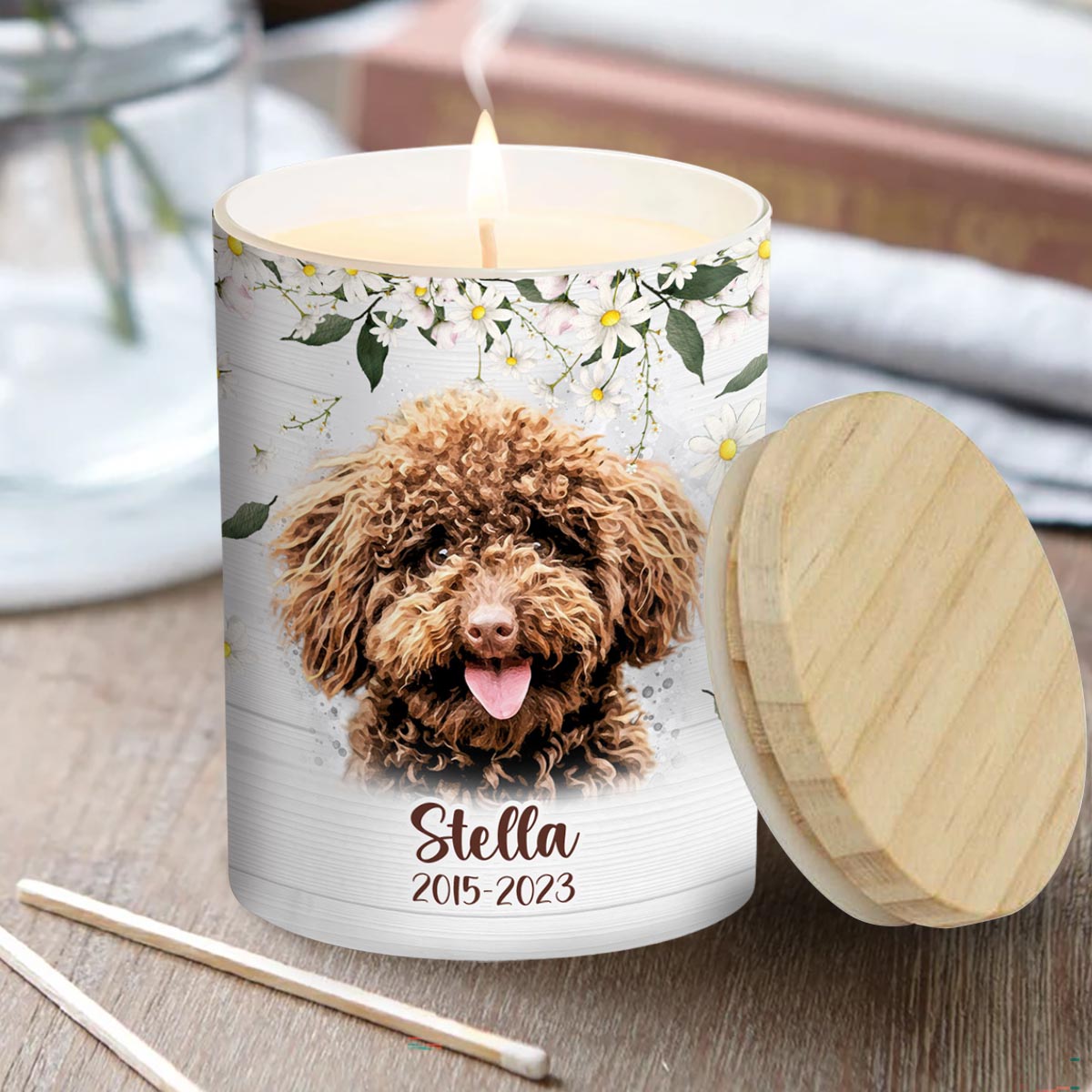 Light This When You Miss Me - Dog gift for who lose dog, who lose cat - Personalized Candle With Wooden Lid