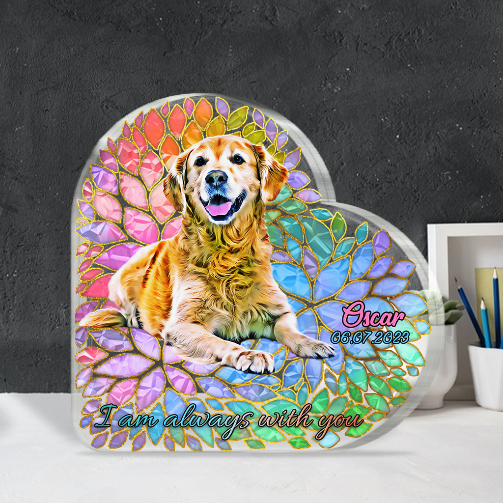 Ich bin immer bei dir – personalisierte Acrylplakette in Hundeform