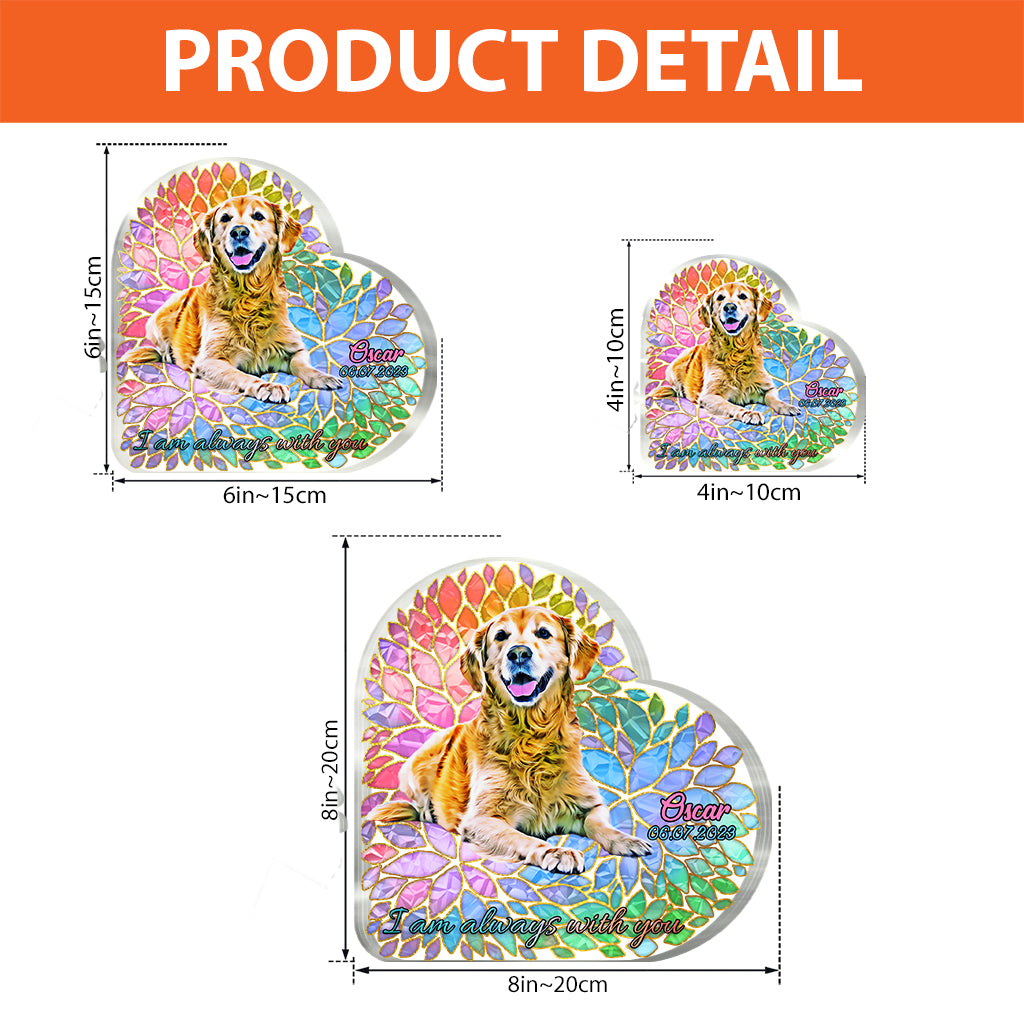 Ich bin immer bei dir – personalisierte Acrylplakette in Hundeform