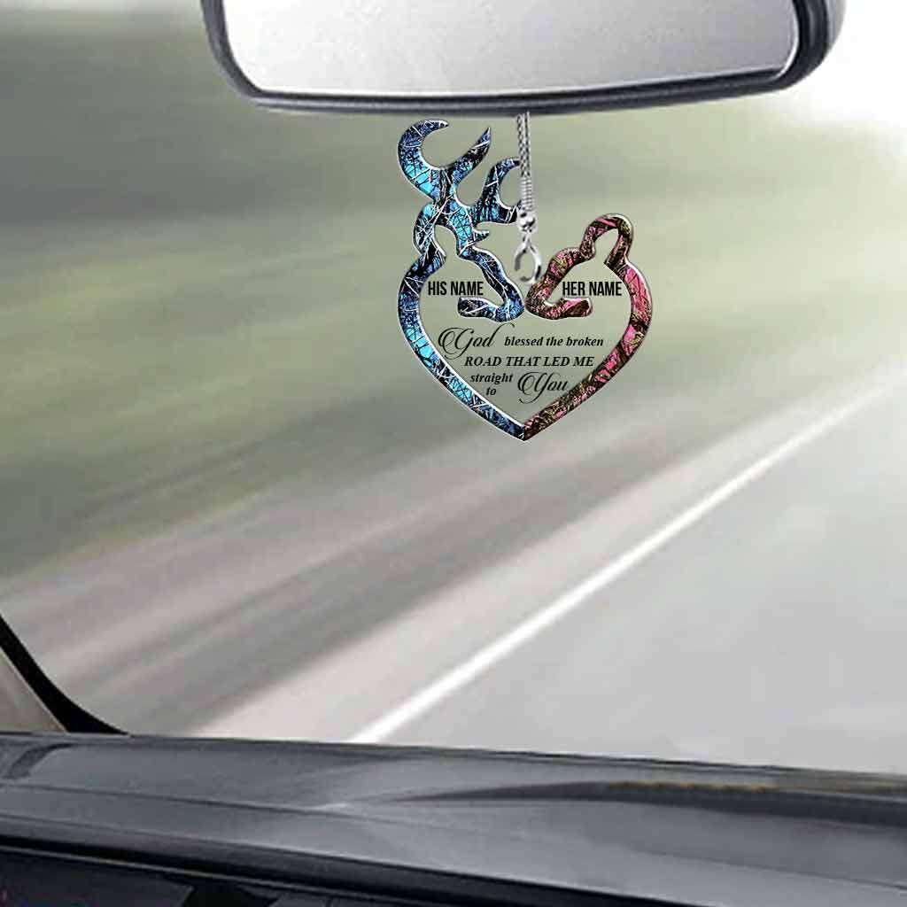 God Blessed The Broken Road - Personalized Hunting Transparent Car Ornament