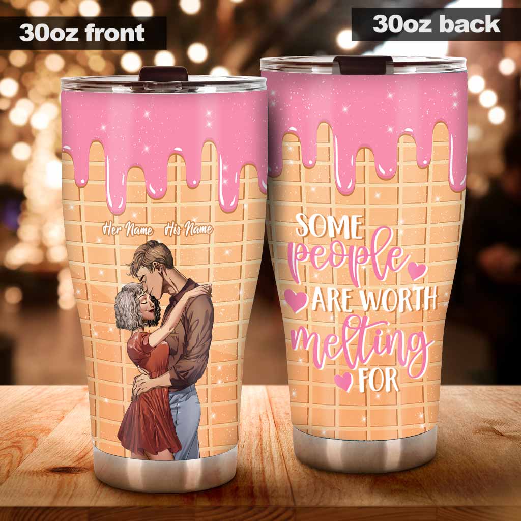 Some People Are Worth Melting For - Personalized Couple Tumbler