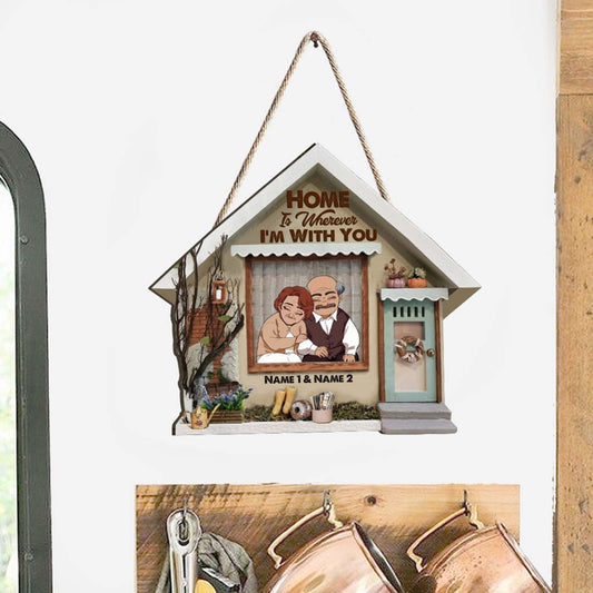 Zuhause ist, wo immer ich mit dir bin – personalisiertes Holzschild für Paare mit 3D-Musterdruck