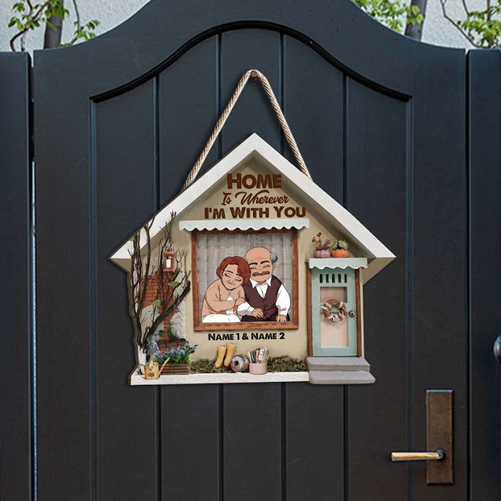 Zuhause ist, wo immer ich mit dir bin – personalisiertes Holzschild für Paare mit 3D-Musterdruck