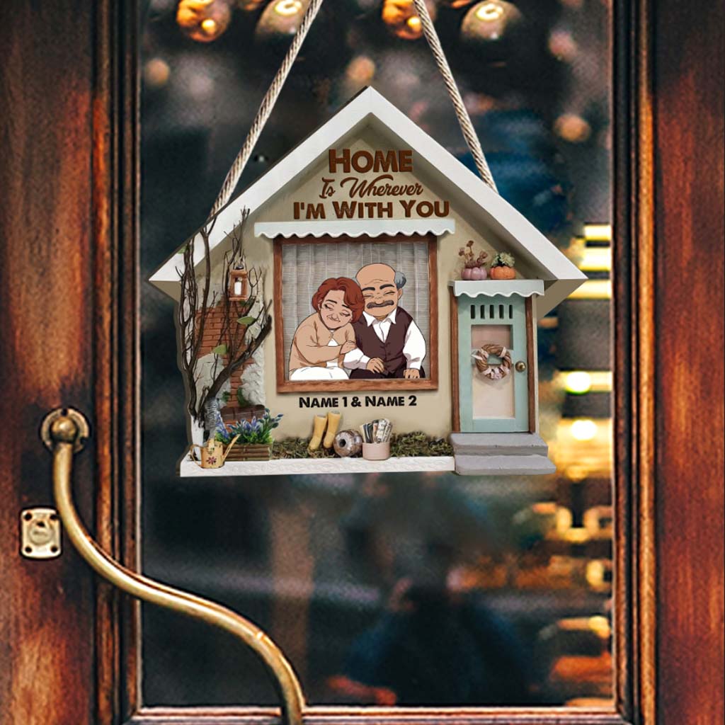 Zuhause ist, wo immer ich mit dir bin – personalisiertes Holzschild für Paare mit 3D-Musterdruck