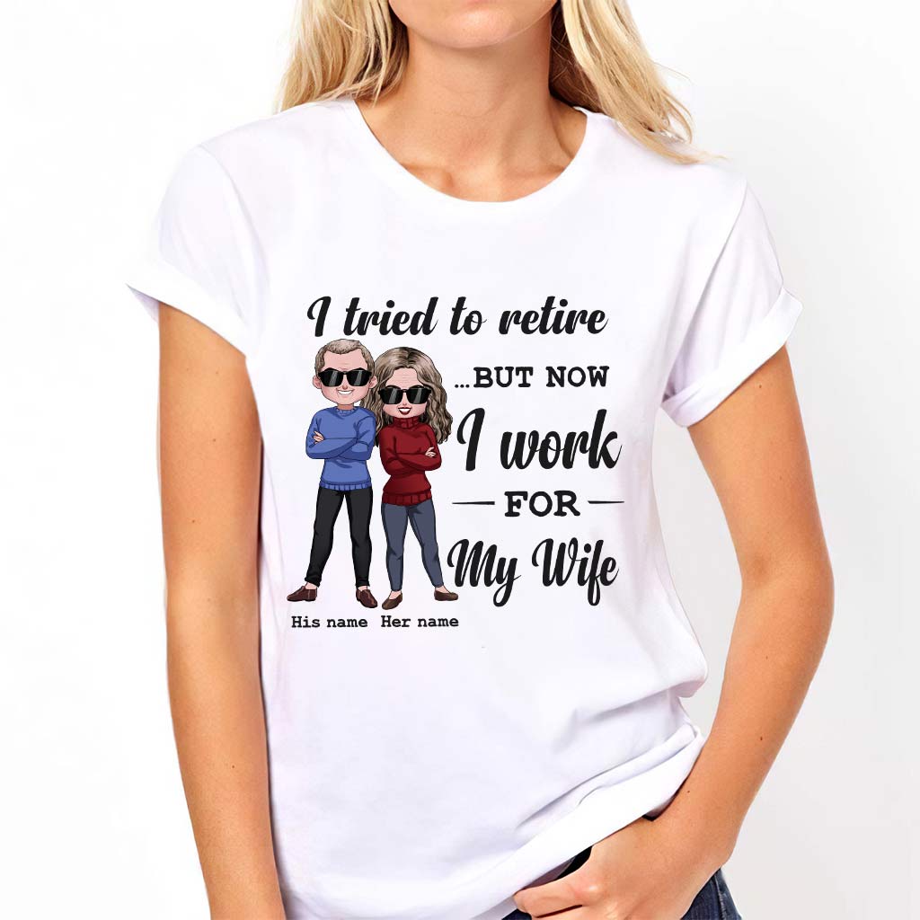 Ich habe versucht, in Rente zu gehen – Personalisiertes T-Shirt und Hoodie für Paare