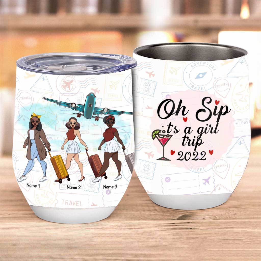Oh Sip It's A Girl Trip 2022 - Personalisierter Reise-Weinbecher