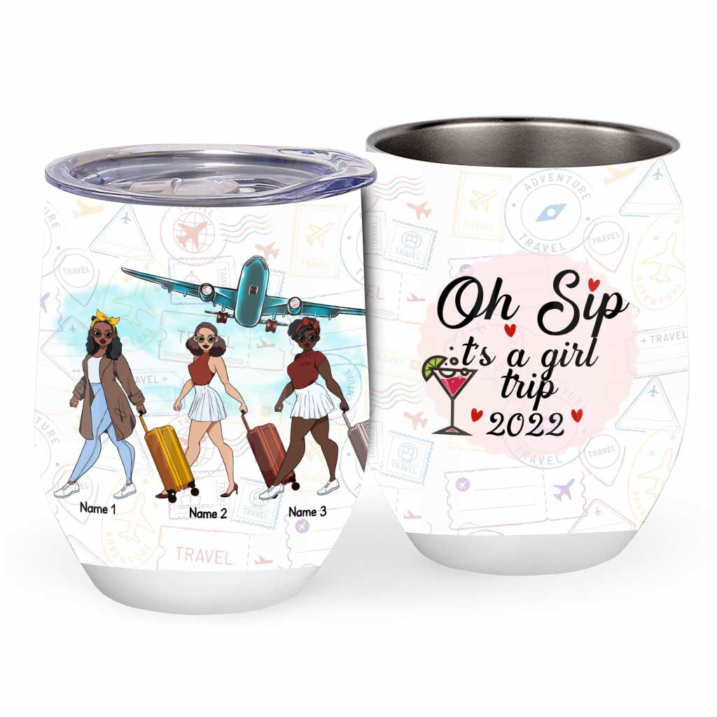 Oh Sip It's A Girl Trip 2022 - Personalisierter Reise-Weinbecher