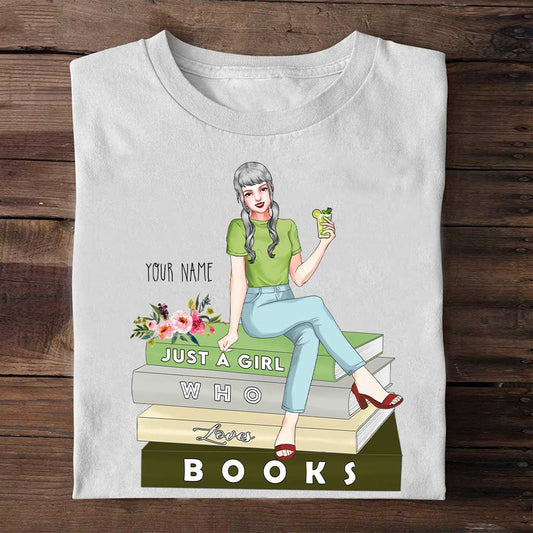Einfach ein Mädchen, das Bücher liebt – personalisiertes Buch-T-Shirt und Hoodie
