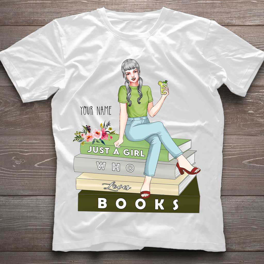 Einfach ein Mädchen, das Bücher liebt – personalisiertes Buch-T-Shirt und Hoodie