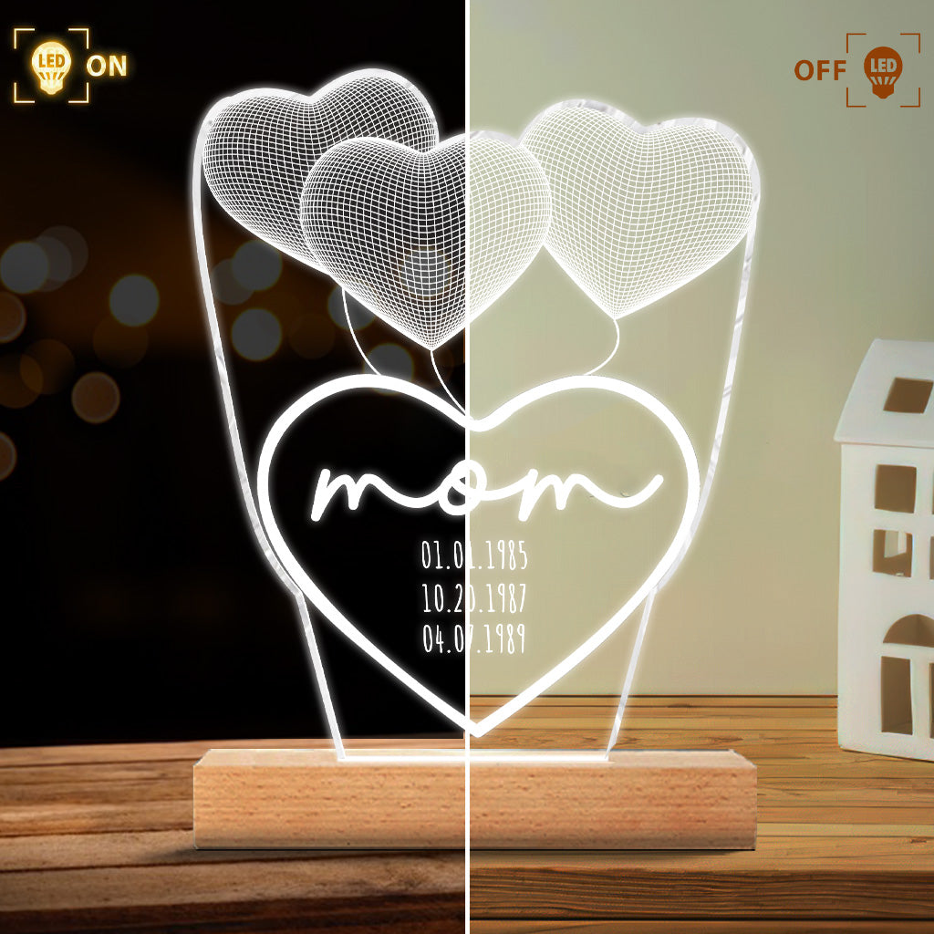Ich liebe dich, Mama – Geschenk für Mama, Oma, Opa, Ehemann, Ehefrau, Papa – Personalisierte, geformte Leuchtplatte