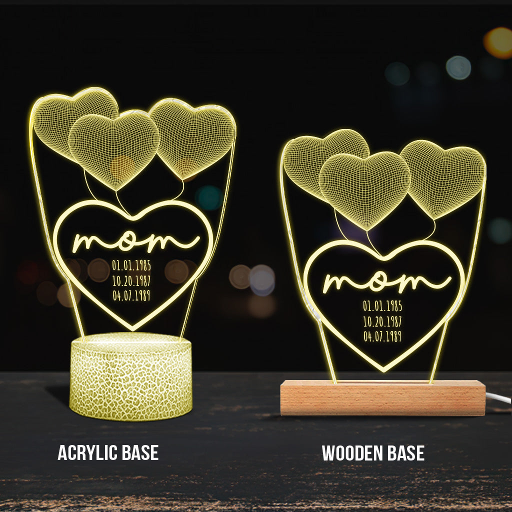 Ich liebe dich, Mama – Geschenk für Mama, Oma, Opa, Ehemann, Ehefrau, Papa – Personalisierte, geformte Leuchtplatte