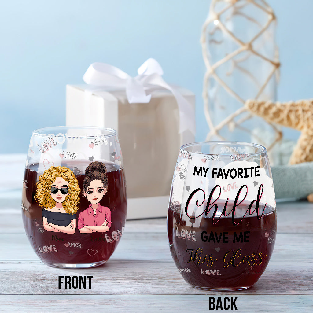 Mein Lieblingskind schenkte mir dieses Glas – personalisiertes Weinglas zum Muttertag mit Aufschrift „Mother All Over“.
