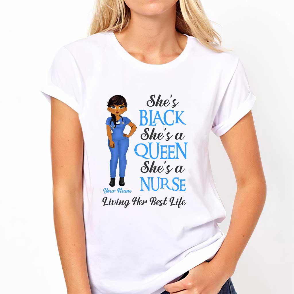 Schwarze Krankenschwester – Personalisiertes T-Shirt und Hoodie für Krankenschwestern