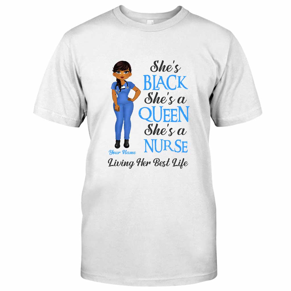 Schwarze Krankenschwester – Personalisiertes T-Shirt und Hoodie für Krankenschwestern