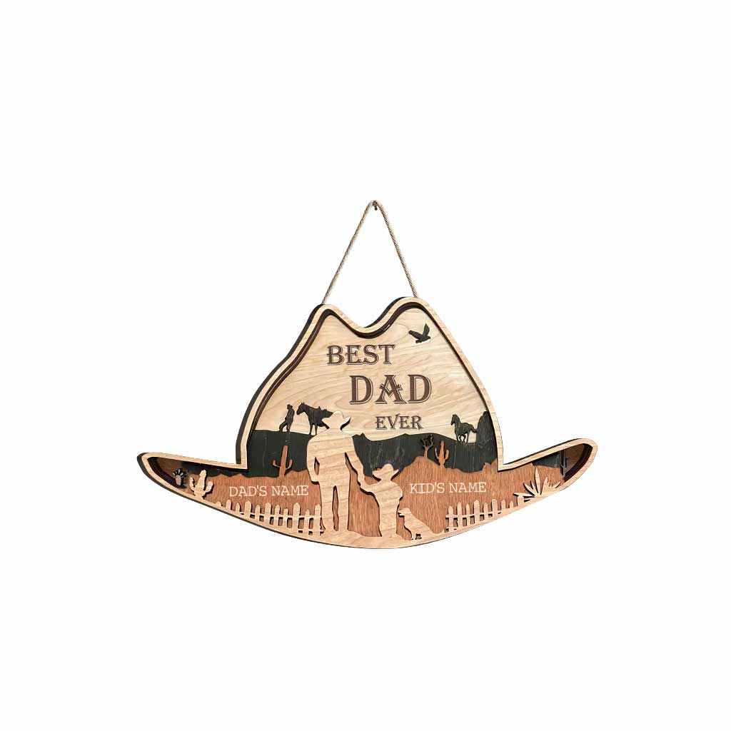 Bester Papa aller Zeiten – Personalisiertes Vatertags-Holzschild mit Pferd