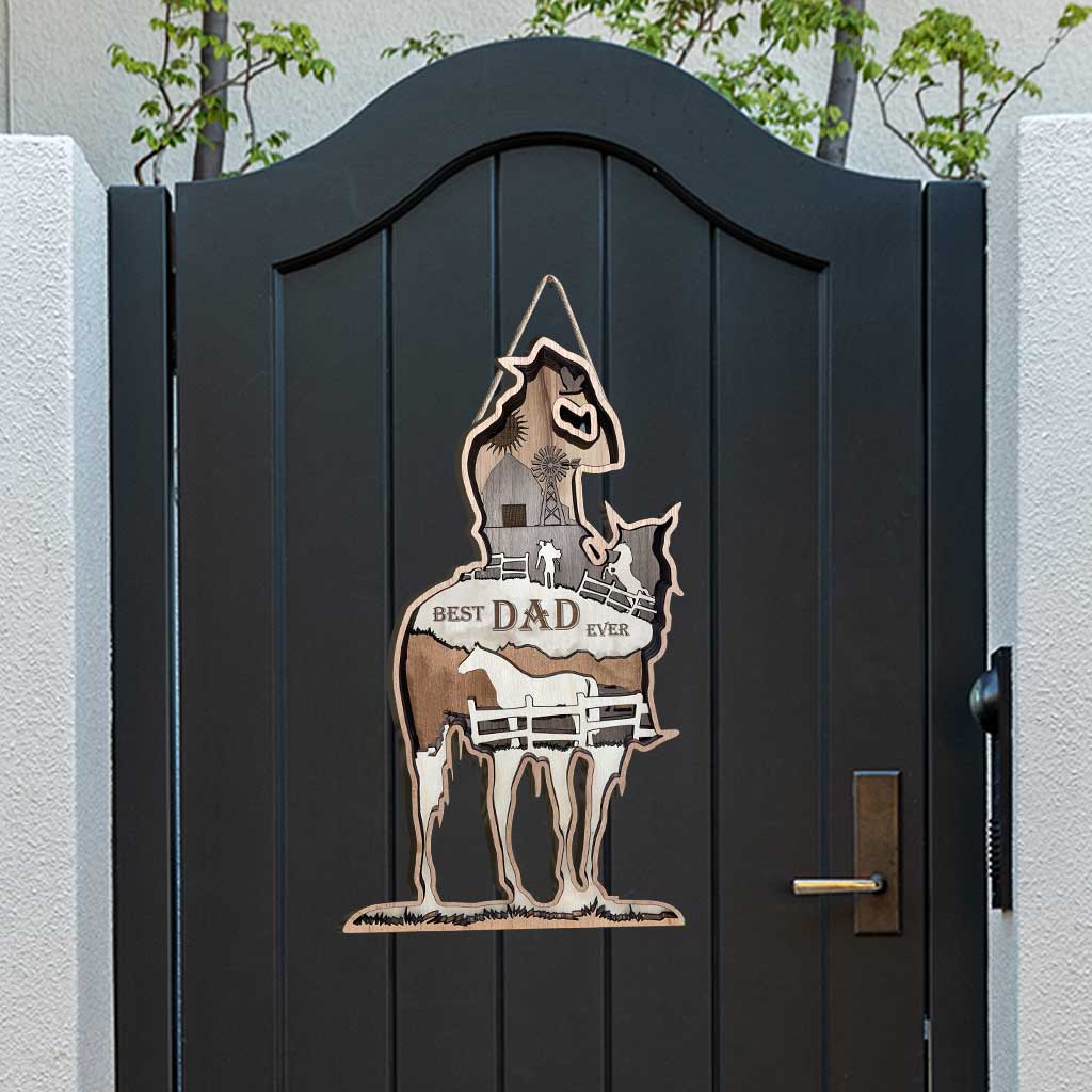 Bester Papa aller Zeiten – Vatertags-Holzschild mit Pferd