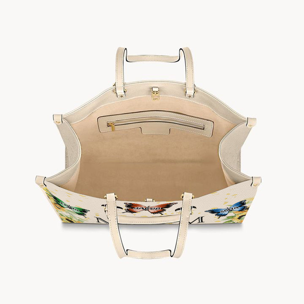 Oma und Kinder – Personalisierte Oma-Lederhandtasche