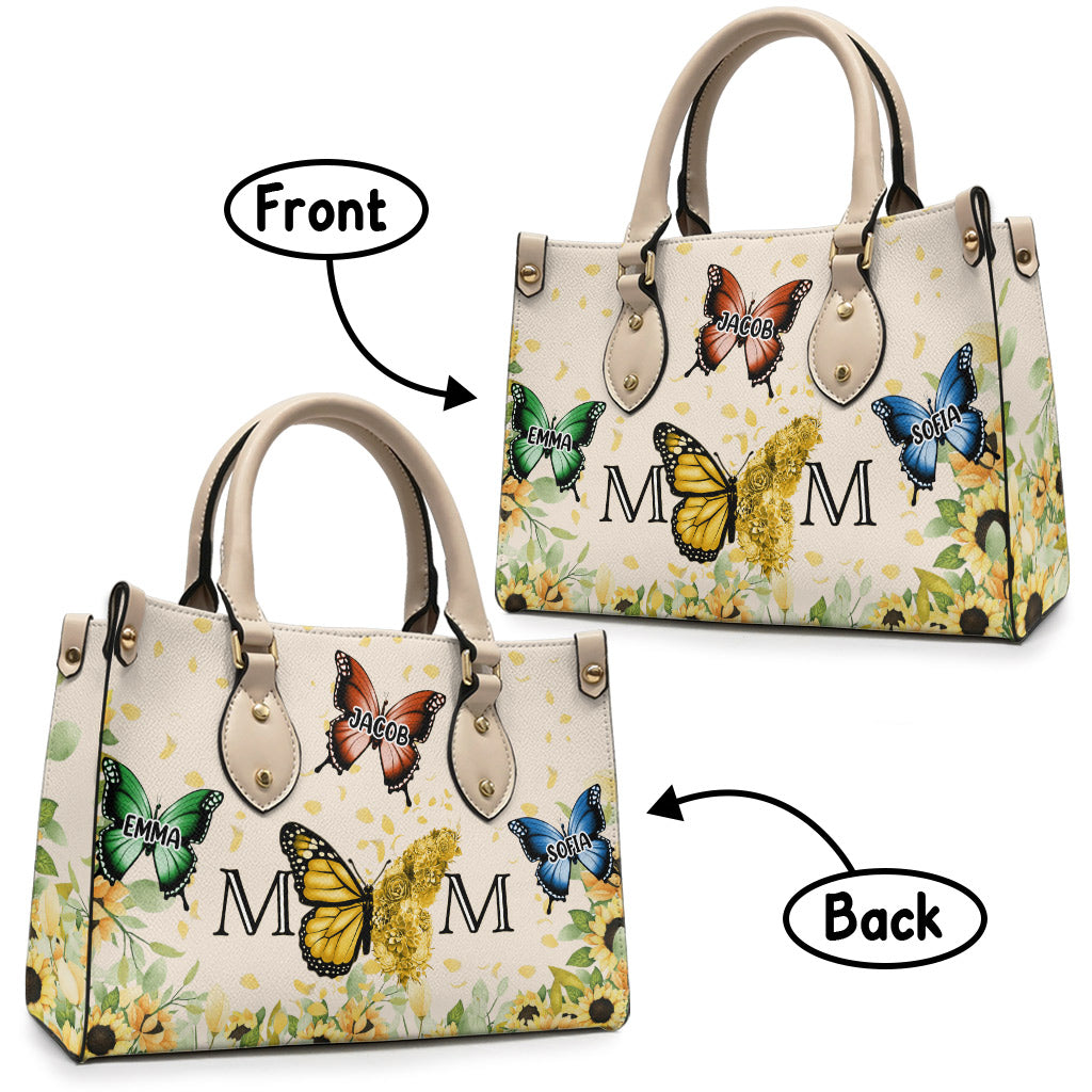 Oma und Kinder – Personalisierte Oma-Lederhandtasche